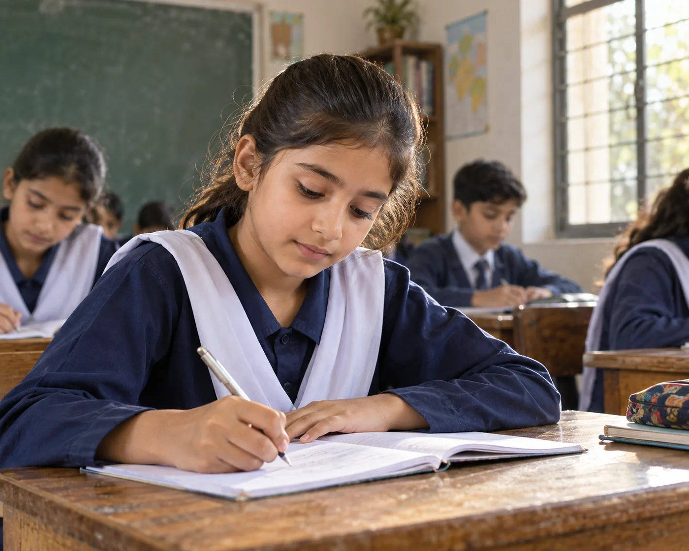 A Hammad Foundation student completing classroom work