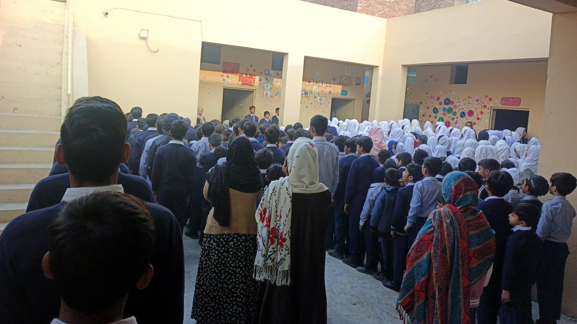 The school community gathered on campus